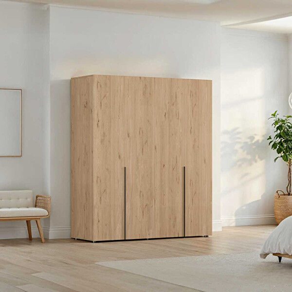 Adore Mobilya Oryana 4 Kapaklı Gardırop - Florida Meşe 180x210x62 CM