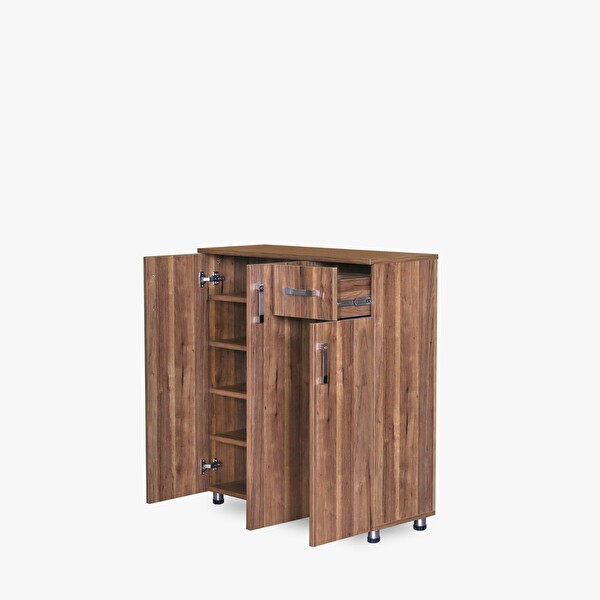 Bengi Ticaret 14016 Çok Amaçlı Model Parlak Ceviz Hard Suntalem Demonte 5 Raf El Yapım Ayakkabılık