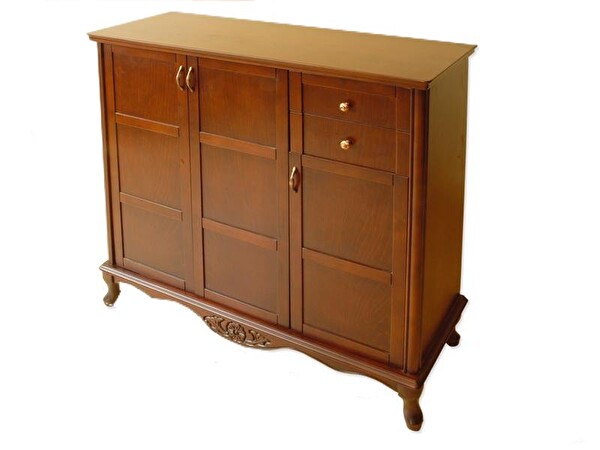 Bengi Ticaret 17139 Klasik Model Parlak Ceviz Kaplama Kayın Aslan Ayak Oyma El Yapım Ayakkabılık