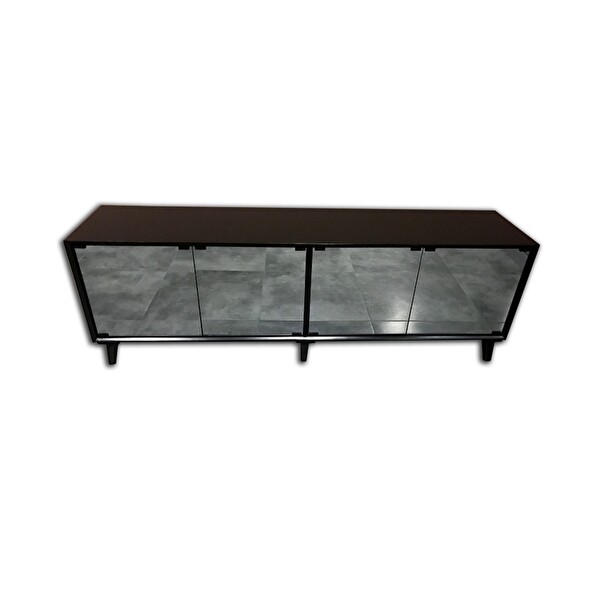 Bengi Ticaret ST 17959 Modern Konik Ayna Parlak Gri Kayın El yapımı TV Sehpası