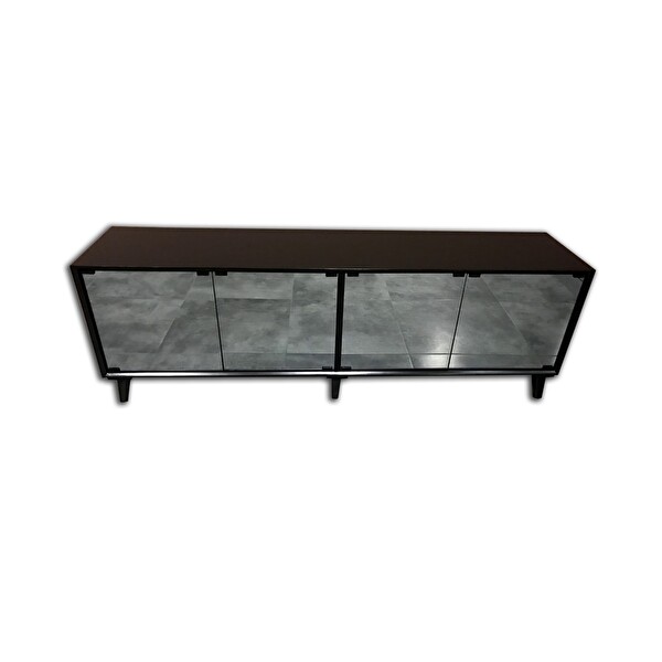 Bengi Ticaret 13722 ST Modern Konik Ayna Parlak Gri TV Sehpası