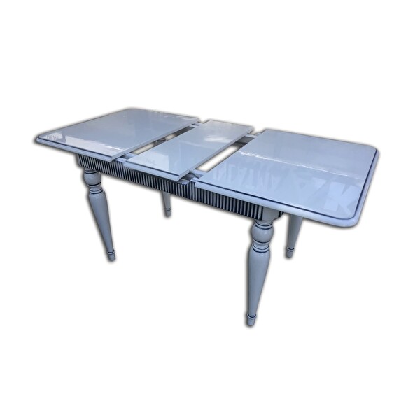 Bengi Ticaret 12466 Fitil Model Kayın İnce Torna Tombul Ayaklı Beyaz Lake Ortadan Açılır Masa