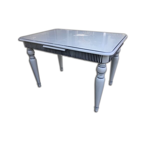 Bengi Ticaret 12466 Fitil Model Kayın İnce Torna Tombul Ayaklı Beyaz Lake Ortadan Açılır Masa