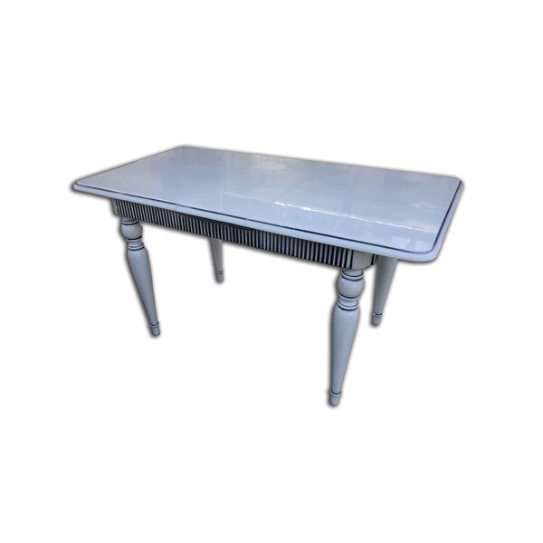 Bengi Ticaret 12466 Fitil Model Kayın İnce Torna Tombul Ayaklı Beyaz Lake Ortadan Açılır Masa