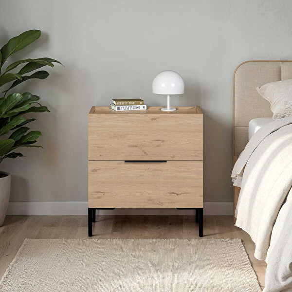 Adore Mobilya Oryana 2 Çekmeceli Komodin - Florida Meşe 55x59x44 CM