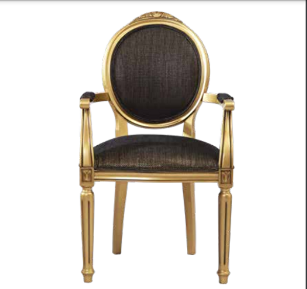 Bengi Ticaret 19774 Çizgili Madalyon Model Tam Kolçak Gold Örgü Kumaş Sandalye
