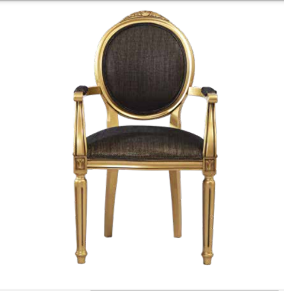 Bengi Ticaret 19774 Çizgili Madalyon Model Tam Kolçak Gold Örgü Kumaş Sandalye