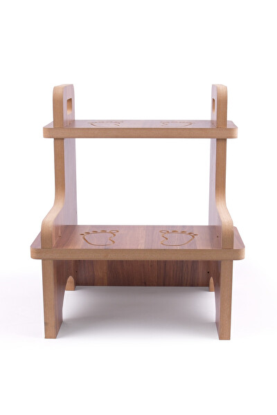 Rozitoys Ahşap Montessori Eğitici Kaymaz Çocuk Basamak - Tabure Banyo - Lavabo Merdiven Yükseltici