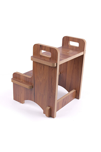 Rozitoys Ahşap Montessori Eğitici Kaymaz Çocuk Basamak - Tabure Banyo - Lavabo Merdiven Yükseltici