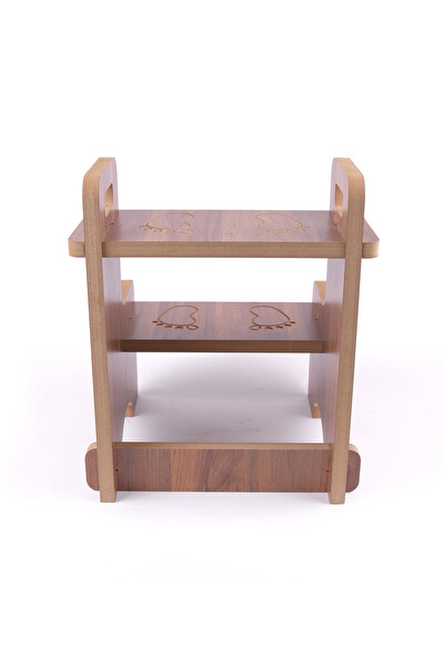 Rozitoys Ahşap Montessori Eğitici Kaymaz Çocuk Basamak - Tabure Banyo - Lavabo Merdiven Yükseltici