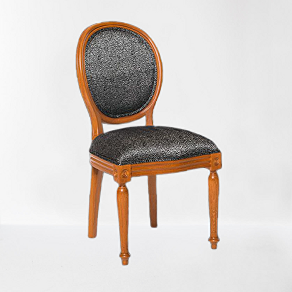 Bengi Ticaret 13555 Madalyon Kayın Retro Ayak Ceviz Natüre Kumlu Örgü Kumaş Sandalye