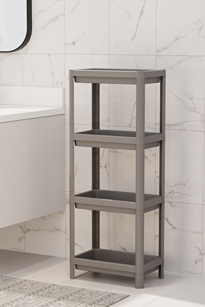 Mithra Life 4 Katlı Hazneli Plastik Gri Banyo Mutfak Balkon Düzenleyici Rafı MIT1193