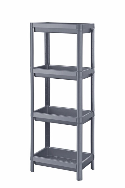 Mithra Life 4 Katlı Hazneli Plastik Gri Banyo Mutfak Balkon Düzenleyici Rafı MIT1193