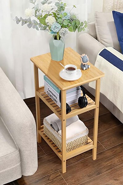 DigitHome Bambu 3 Raflı Komodin Yan Sehpa Şifonyer Düzenleyici Orta Sehpa DB-0024