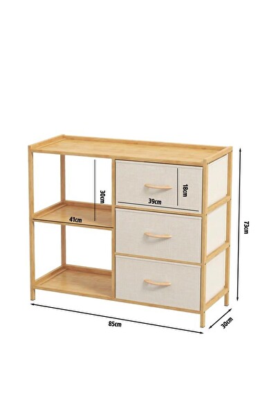 DigitHome Bambu 2 Raflı 3 Çekmeceli Dolap Çok Amaçlı Düzenleyici Organizer Şifonyer DB-0017