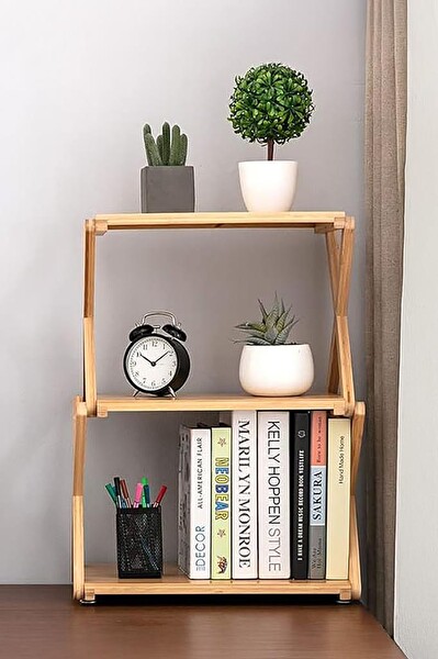 DigitHome DB-0023 Bambu 3 Raflı Tekerlekli Sehpa Düzenleyici Raf Çok Amaçlı Organizer