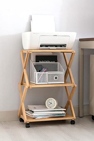 DigitHome DB-0023 Bambu 3 Raflı Tekerlekli Sehpa Düzenleyici Raf Çok Amaçlı Organizer