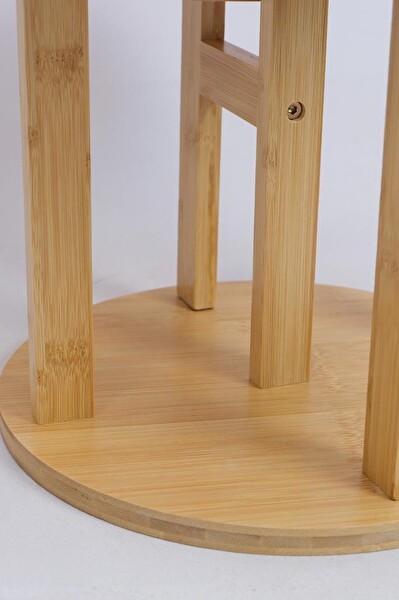 DigitHome DB-0036 Bambu Yuvarlak Form 5 Raflı Saksılık Saksı Standı Çiçeklik Organizer