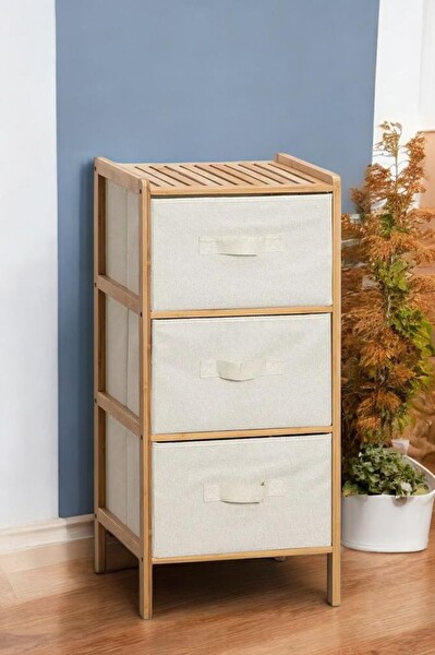 DigitHome Bambu 3 Çekmeceli Dolap Organizer Çok Amaçlı Düzenleyici Şifonyer DB-0015