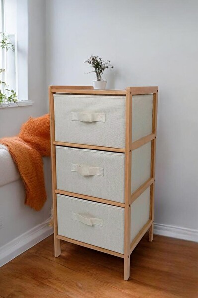 DigitHome Bambu 3 Çekmeceli Dolap Organizer Çok Amaçlı Düzenleyici Şifonyer DB-0015