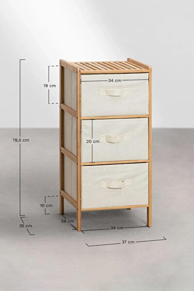 DigitHome Bambu 3 Çekmeceli Dolap Organizer Çok Amaçlı Düzenleyici Şifonyer DB-0015