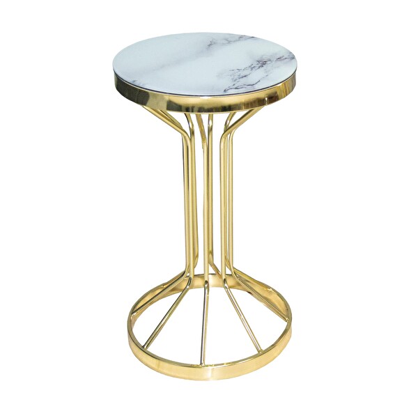 Bengi Ticaret Brc12731 Bufalo Beyaz Temper Cam Metal Gold Kaplama Ayak El Yapım Fiskos