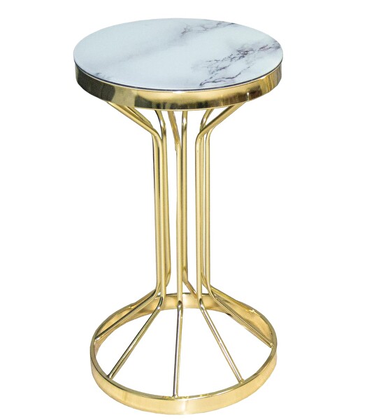 Bengi Ticaret Brc12731 Bufalo Beyaz Temper Cam Metal Gold Kaplama Ayak El Yapım Fiskos