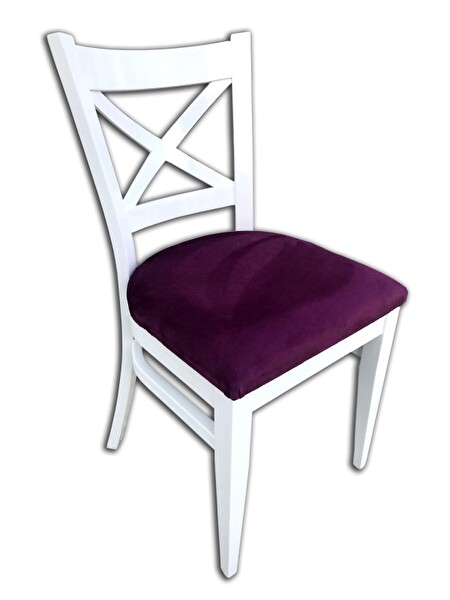 Bengi Ticaret Sandalye 13265 Çapraz Model Kayın Retro Ayak Babyfac Kumaş DöşemeBeyaz El Yapım