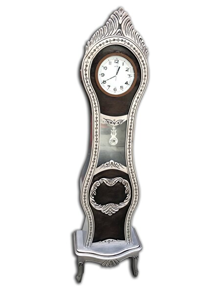 Bengi Ticaret Saat 12384Dekoratif Büyük Model Kayın Lüken Aslan Ayak Gri El Yapım