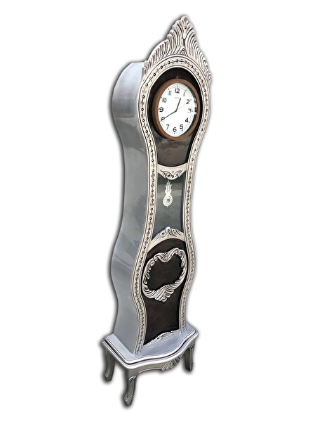 Bengi Ticaret Saat 12384Dekoratif Büyük Model Kayın Lüken Aslan Ayak Gri El Yapım