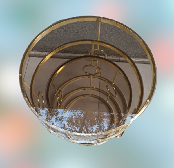 Bengi Ankara Mobilya Zigon ZLF 14103 Halkalı Model Füme Temper Cam Tabla Metal Gold Kaplama El Yapım