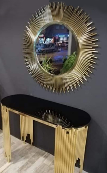 Bengi Ticaret Dresuar17412 Nice Güneş Model Metal Gold Renk Kaplama Yuvarlak Güneş Ayna El Yapı
