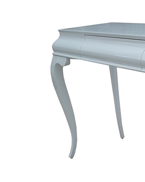 Bengi Ticaret Dresuar 18093 Avangart Kayın Aslan Ayak Parlak Beyaz Boya Dik Bombe Çekm El Yapım