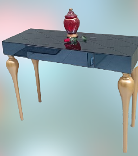 Bengi Ticaret Dresuar 18098 Tombul Kayın Parlak Gold Renk Siyah Füme Ayna Kaplı Çektirme Çekmec