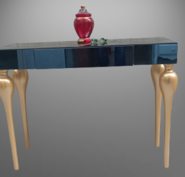 Bengi Ticaret Dresuar 18098 Tombul Kayın Parlak Gold Renk Siyah Füme Ayna Kaplı Çektirme Çekmec