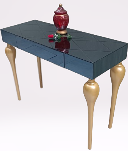 Bengi Ticaret Dresuar 18098 Tombul Kayın Parlak Gold Renk Siyah Füme Ayna Kaplı Çektirme Çekmec