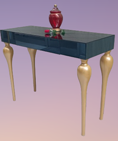 Bengi Ticaret Dresuar 18098 Tombul Kayın Parlak Gold Renk Siyah Füme Ayna Kaplı Çektirme Çekmec