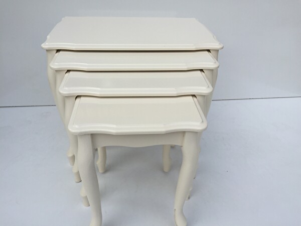 Bengi Ankara Mobilya Zigon 17641 Klasik Model Sehpa Parlak Lake Krem Kayın Aslan Ayak El Yapım