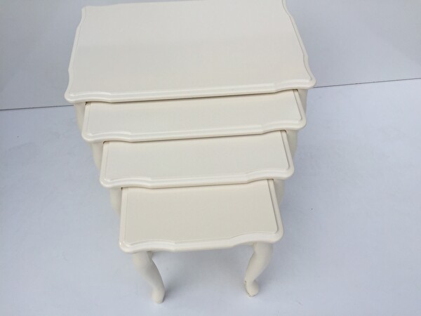 Bengi Ankara Mobilya Zigon 17641 Klasik Model Sehpa Parlak Lake Krem Kayın Aslan Ayak El Yapım