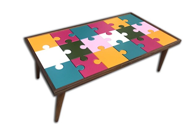 Bengi Ticaret Orta Sehpa 17982 Puzzle Bulmaca Kayın Retro Ayak Cam Çocuk Gelişimine Destek Ürün