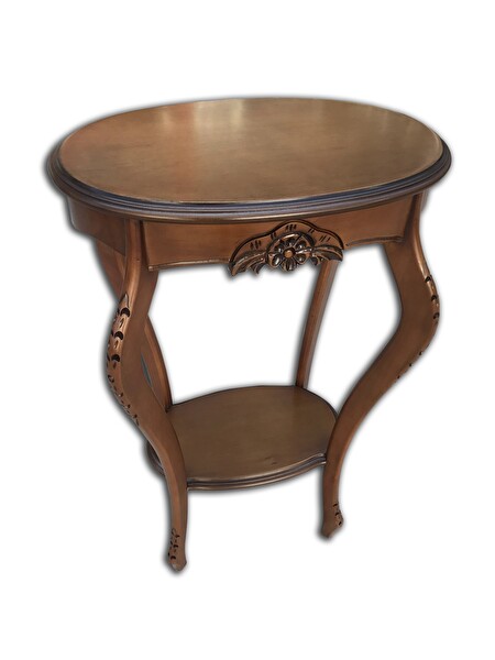 Bengi Ticaret Fiskos Çiçeklik 12568 Oyma Oval Model Kayın Ayak Parlak Ceviz Mdf Tabla El Yapım