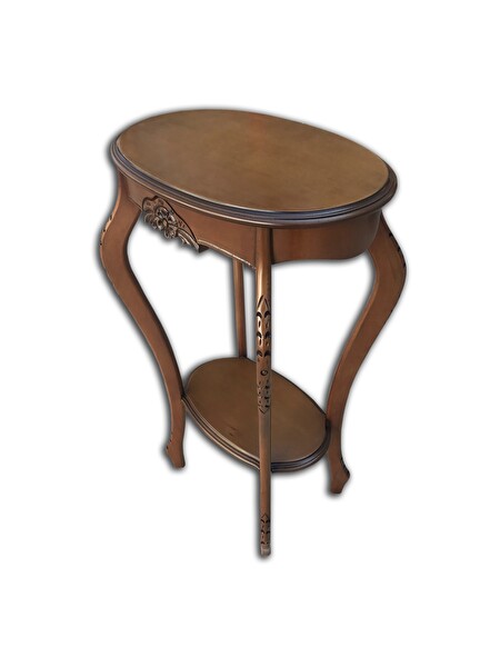 Bengi Ticaret Fiskos Çiçeklik 12568 Oyma Oval Model Kayın Ayak Parlak Ceviz Mdf Tabla El Yapım