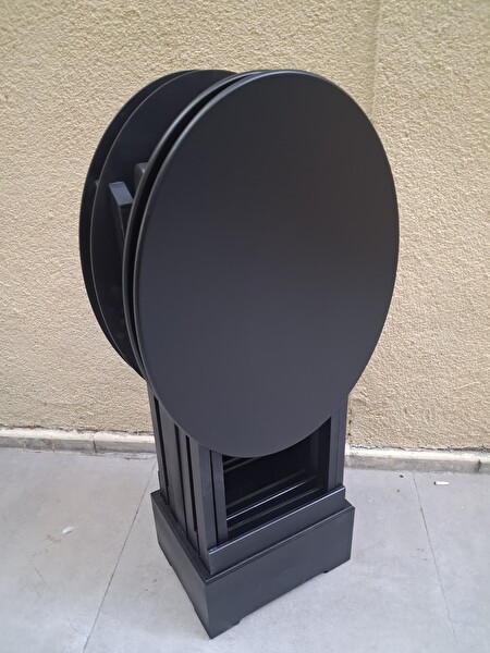 Bengi Ankara Mobilya Zigon Çanta Oval 90540 Dörtlü Model Ahşap Mdf Parlak Siyah Lake El Yapımı