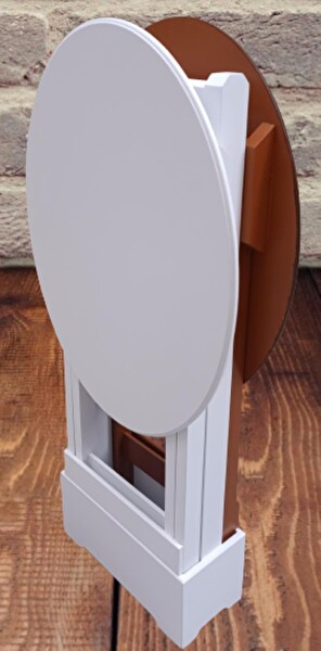 Bengi Ticaret Zigon Çanta 90125 Sehpa Oval Model İkili Takım Mdf Ceviz-Beyaz Renk Uyum El Yapım