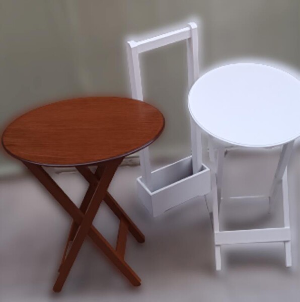 Bengi Ticaret Zigon Çanta 90125 Sehpa Oval Model İkili Takım Mdf Ceviz-Beyaz Renk Uyum El Yapım