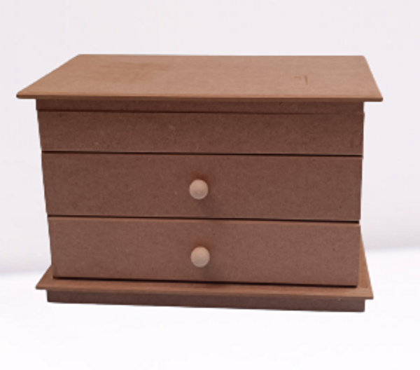 Bengi Ticaret Hobi Erdl 12239 Dekoratif Model Makyaj Kutusu 2 Çekmece Ahşap Mdf Ham El Yapımı