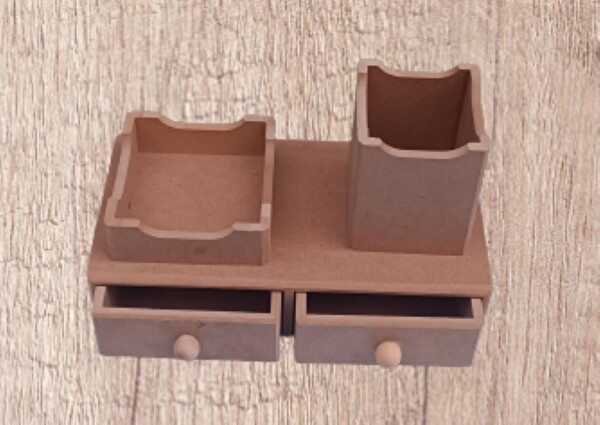 Bengi Ticaret Hobi Adn 90066 Dekoratif Kalemlik Set İkili Model Ham Mdf Ahşap Çekmece El Yapımı