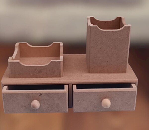 Bengi Ticaret Hobi Adn 90066 Dekoratif Kalemlik Set İkili Model Ham Mdf Ahşap Çekmece El Yapımı