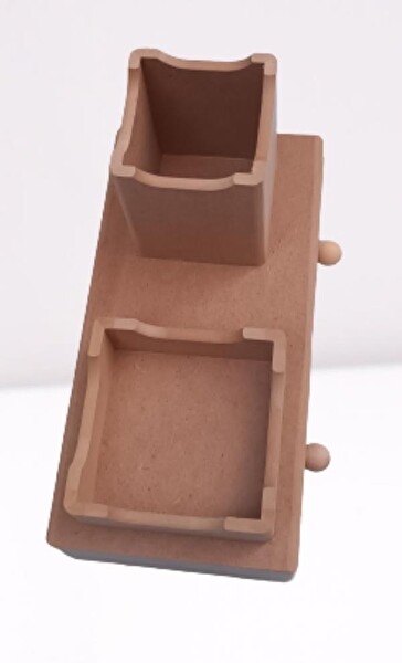 Bengi Ticaret Hobi Adn 90066 Dekoratif Kalemlik Set İkili Model Ham Mdf Ahşap Çekmece El Yapımı