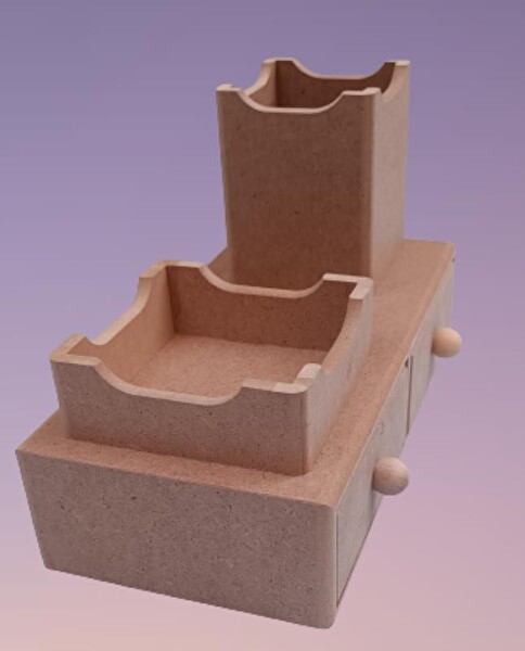 Bengi Ticaret Hobi Adn 90066 Dekoratif Kalemlik Set İkili Model Ham Mdf Ahşap Çekmece El Yapımı